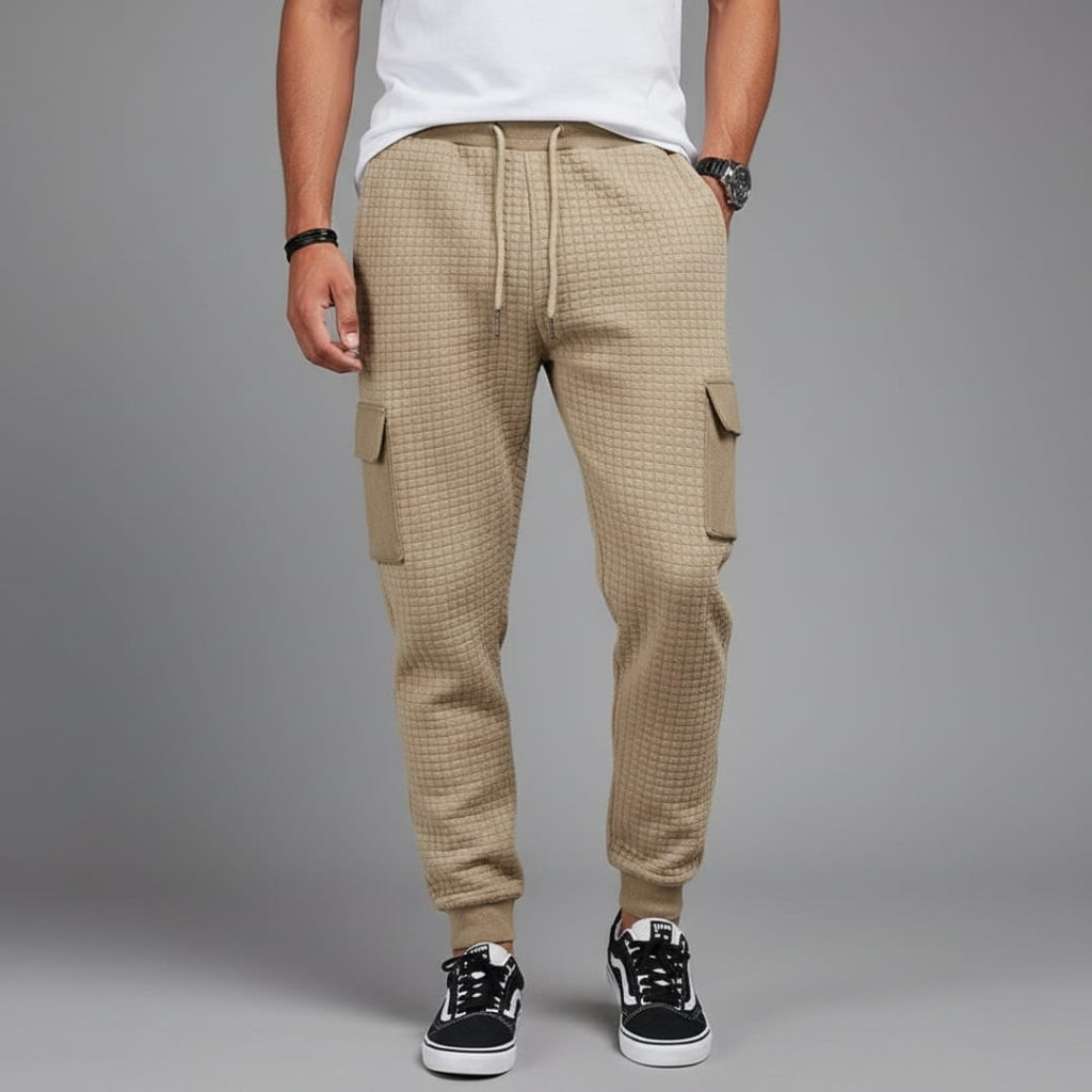 Eldric Waffle Knit Cotton Blend Cargo Joggers – Tapered Fit Streetwear Pants