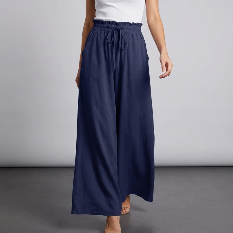 Carmen Linen High Waist Wide Leg Pants – Relaxed A-Line Elegance