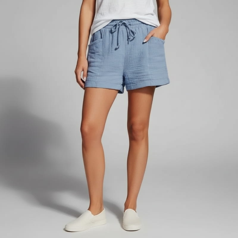 Eliana Linen Blend High-Waist Summer Shorts – Drawstring Relaxed Comfort Fit