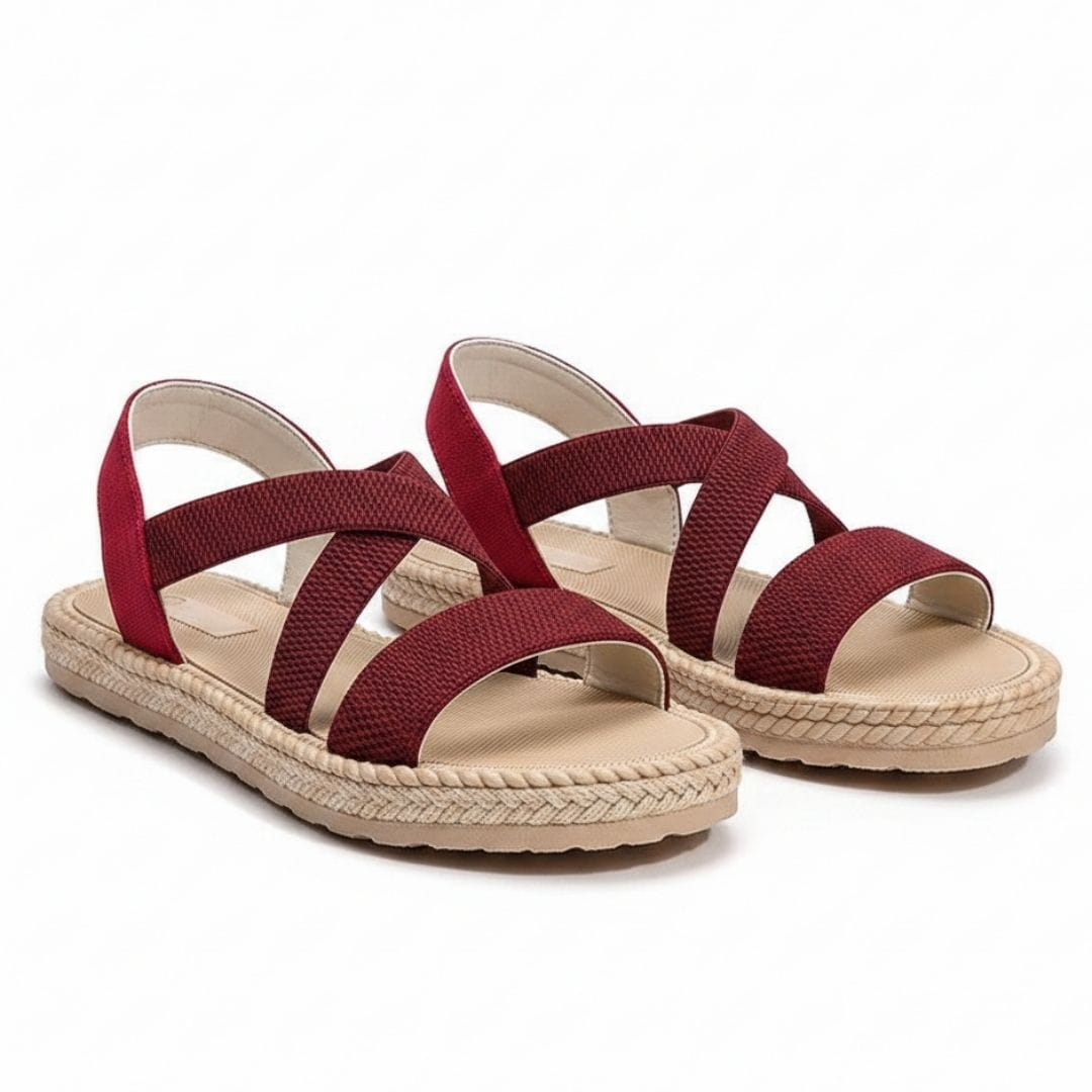 Lucy Woven Strap Slip On Sandals – Cushioned Sole Lightweight Summer Shoes