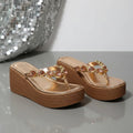 Aurora Rhinestone Wedge Slip On Platform Sandals – Cushioned Everyday Summer Footwear