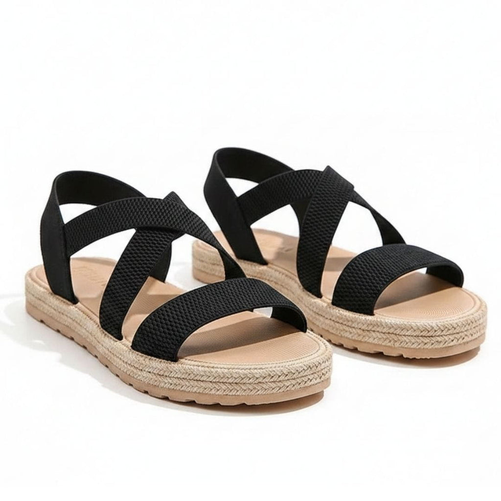 Lucy Woven Strap Slip On Sandals – Cushioned Sole Lightweight Summer Shoes