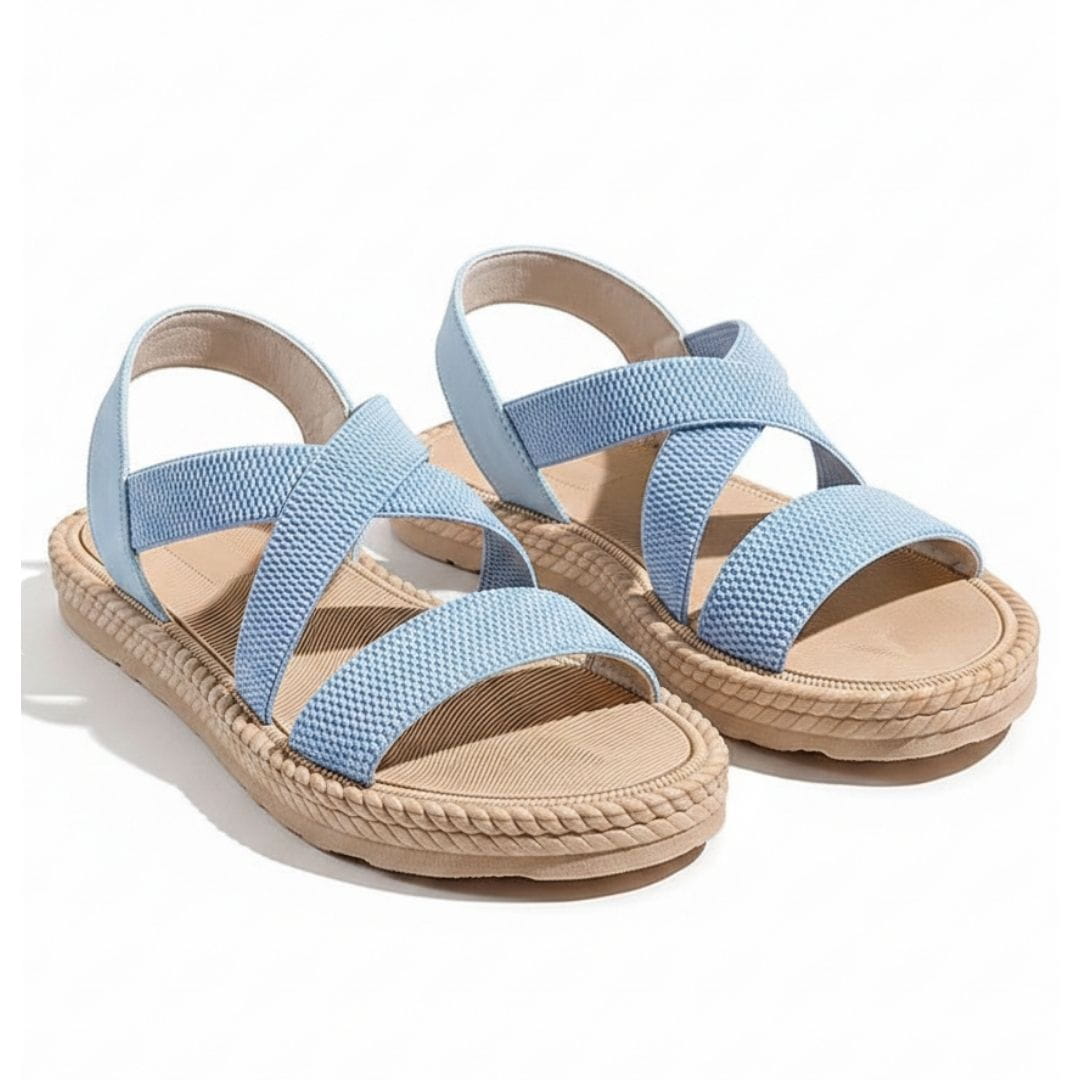 Lucy Woven Strap Slip On Sandals – Cushioned Sole Lightweight Summer Shoes