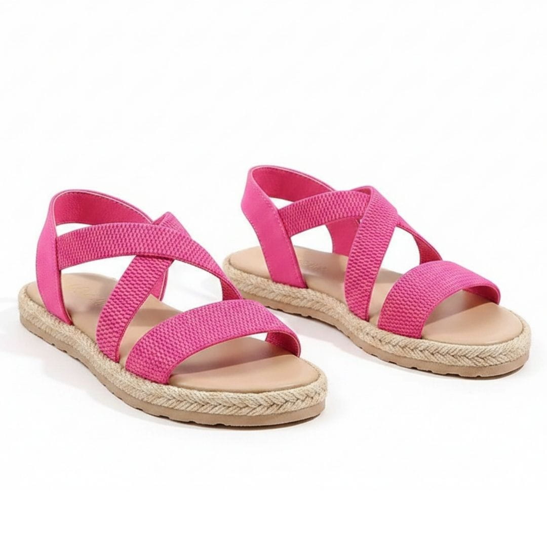 Lucy Woven Strap Slip On Sandals – Cushioned Sole Lightweight Summer Shoes
