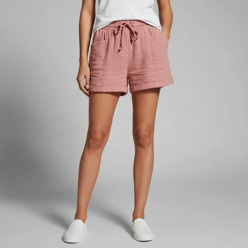 Eliana Linen Blend High-Waist Summer Shorts – Drawstring Relaxed Comfort Fit