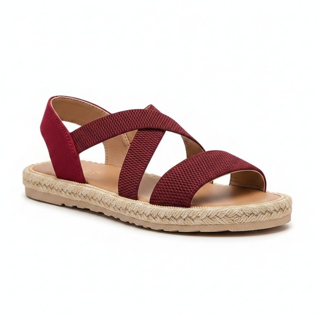 Lucy Woven Strap Slip On Sandals – Cushioned Sole Lightweight Summer Shoes