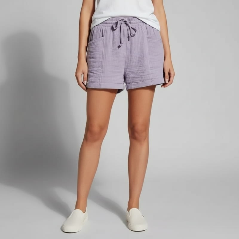 Eliana Linen Blend High-Waist Summer Shorts – Drawstring Relaxed Comfort Fit
