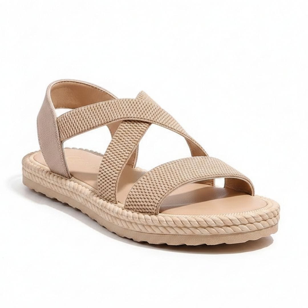Lucy Woven Strap Slip On Sandals – Cushioned Sole Lightweight Summer Shoes