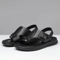Lionel Retro Buckle Strap Leather Sandals – Open Toe Comfort Beach Footwear