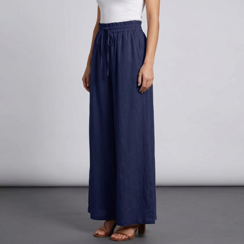 Carmen Linen High Waist Wide Leg Pants – Relaxed A-Line Elegance