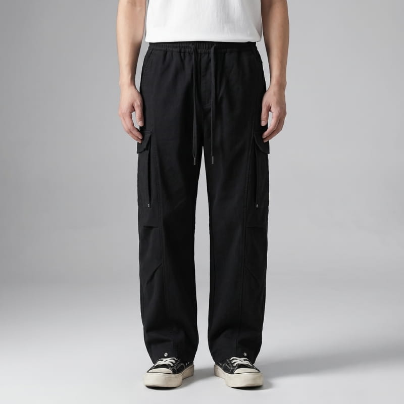 Ronny Utility Cotton Canvas Wide-Leg Cargo Pants – Relaxed Streetwear Utility Trousers