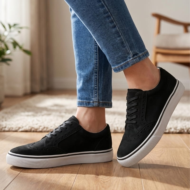Brittany Suede Leather Platform Lace-Up Sneakers – Wingtip Detail Casual Shoes