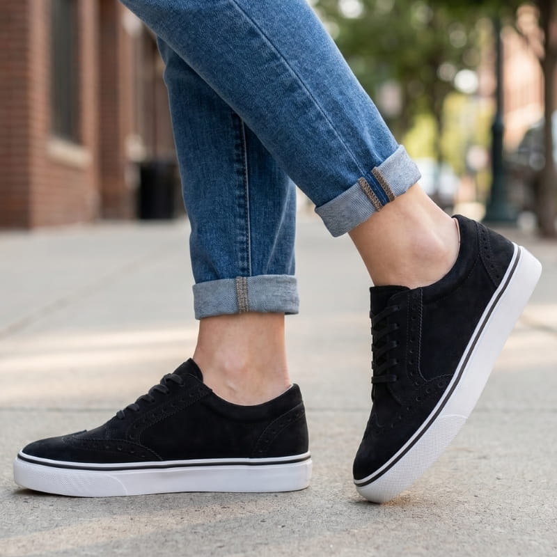 Brittany Suede Leather Platform Lace-Up Sneakers – Wingtip Detail Casual Shoes