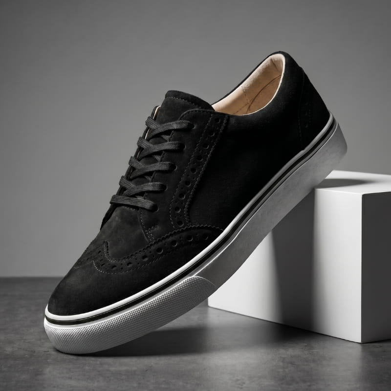 Brittany Suede Leather Platform Lace-Up Sneakers – Wingtip Detail Casual Shoes