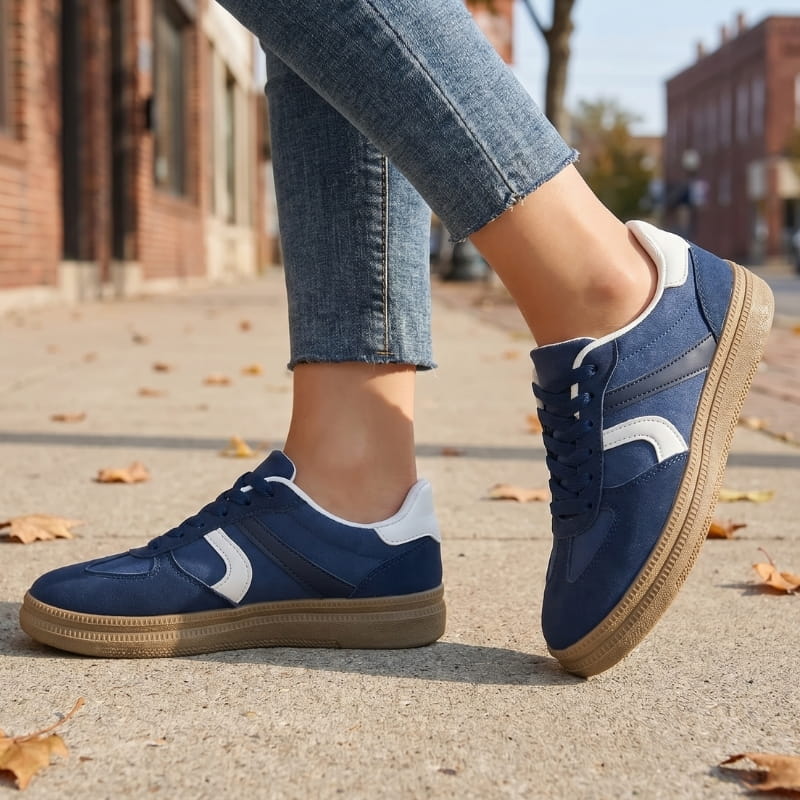 Sienna Contrast Round Toe Platform Sneakers – Lightweight Casual Streetwear Shoes
