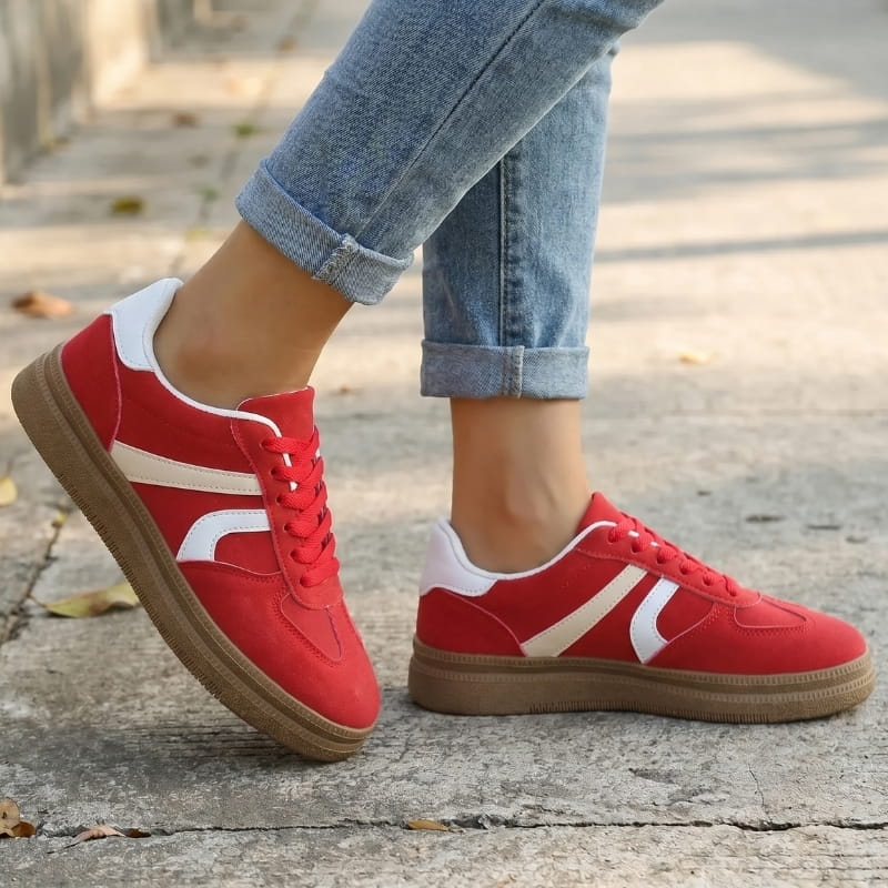 Sienna Contrast Round Toe Platform Sneakers – Lightweight Casual Streetwear Shoes