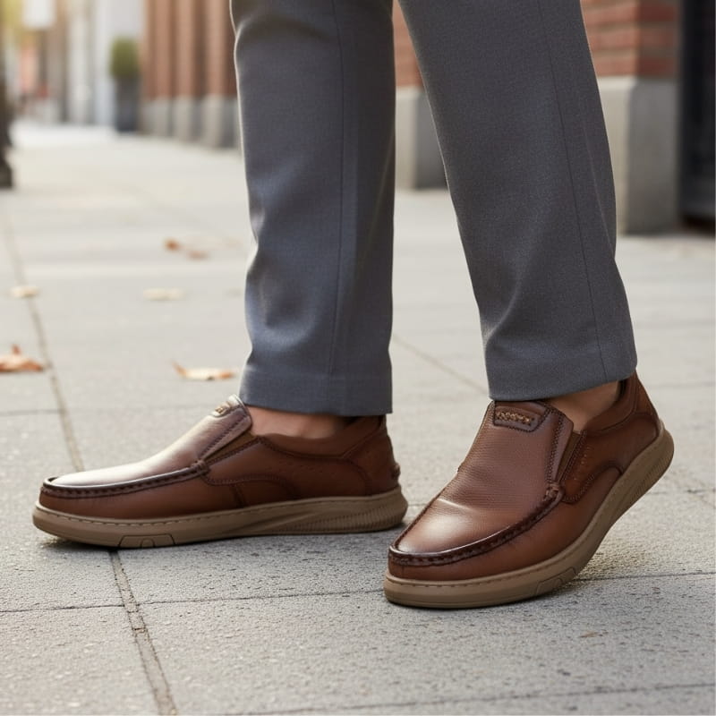 Edward Smooth Leather Slip-On Loafers – Flexible Comfort Sole Casual Shoes