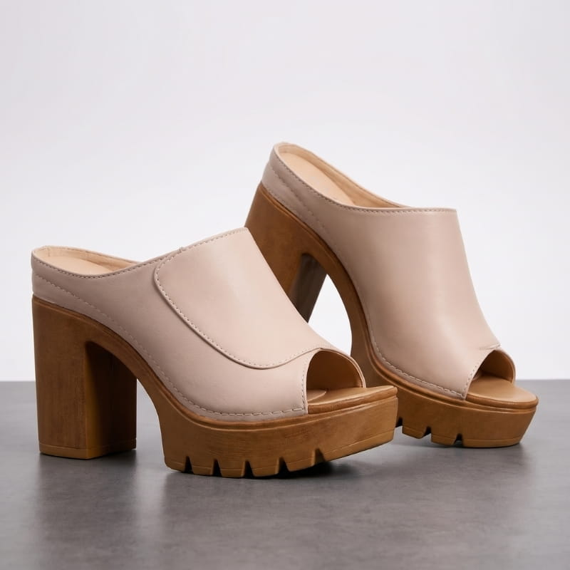 Geneva Soft Leather Platform Heeled Sandals – Supportive Elegant Style