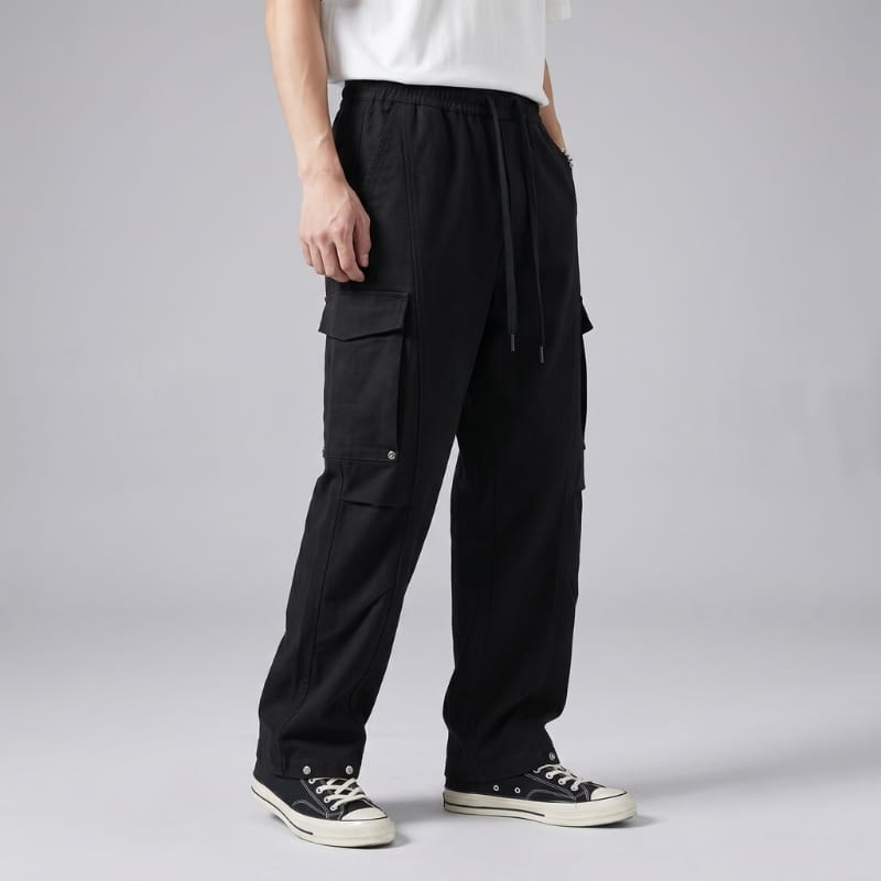 Ronny Utility Cotton Canvas Wide-Leg Cargo Pants – Relaxed Streetwear Utility Trousers