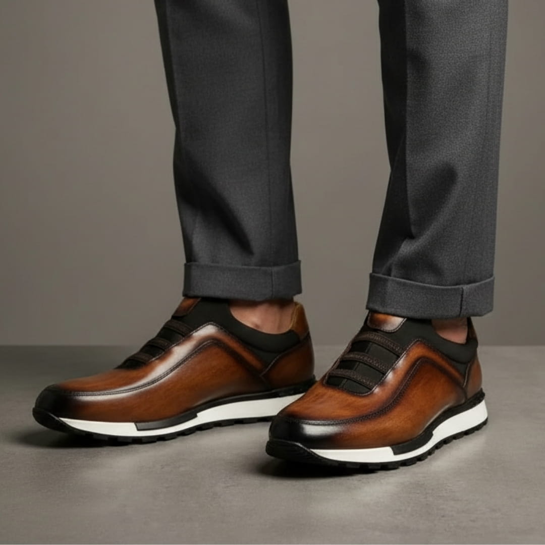 Alejandro Cowhide Leather Sneakers – Sleek Minimalist Slip-On Casual Shoes