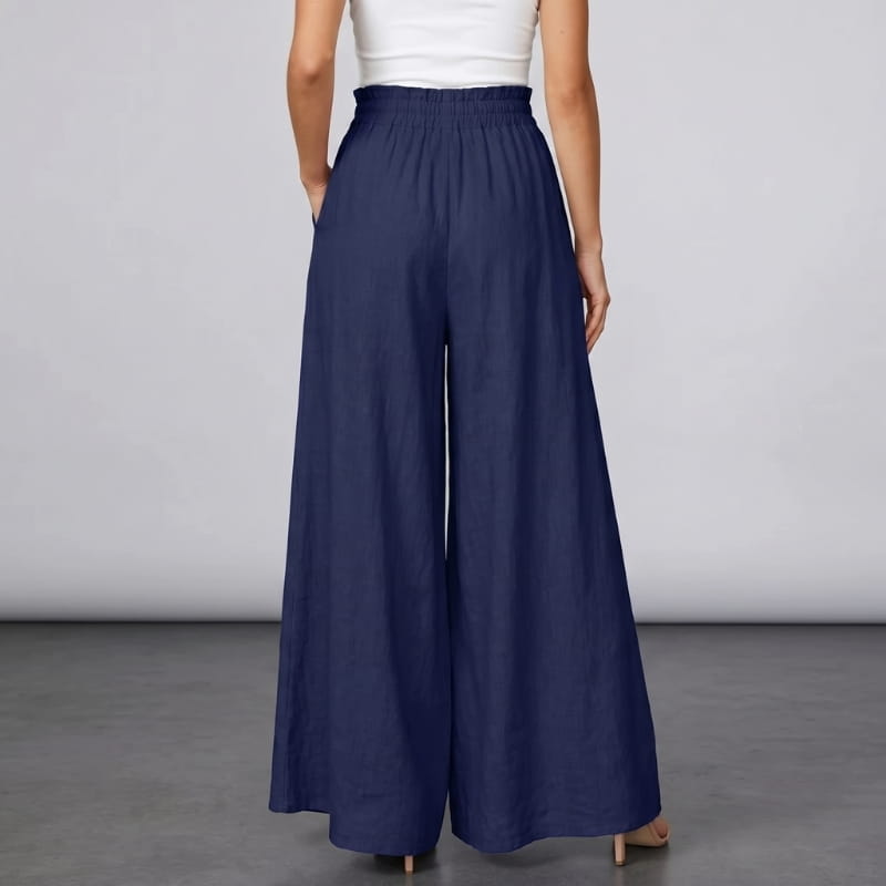 Carmen Linen High Waist Wide Leg Pants – Relaxed A-Line Elegance