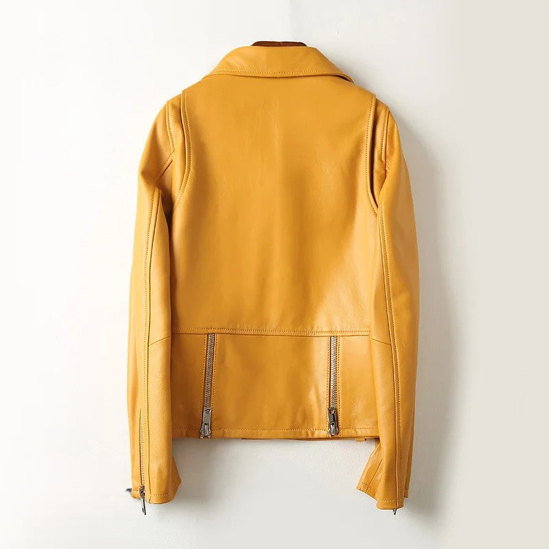 Almona Women's Tailored Leather Jacket – Smooth Finish with Structured Fit