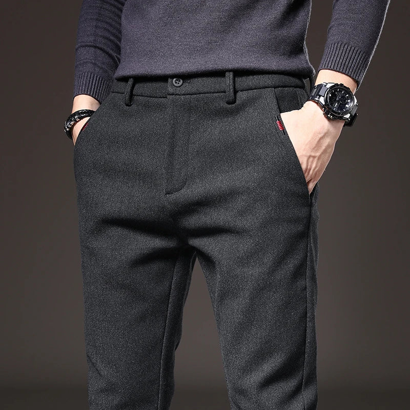 Adrian Men's Slim Fit Trousers – Stretch Cotton Blend, Wrinkle-Resistant