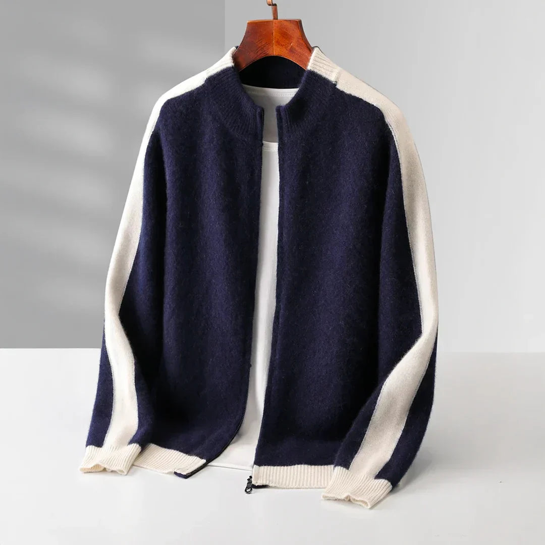 Avery Cashmere Jacket with Contrasting Sleeves