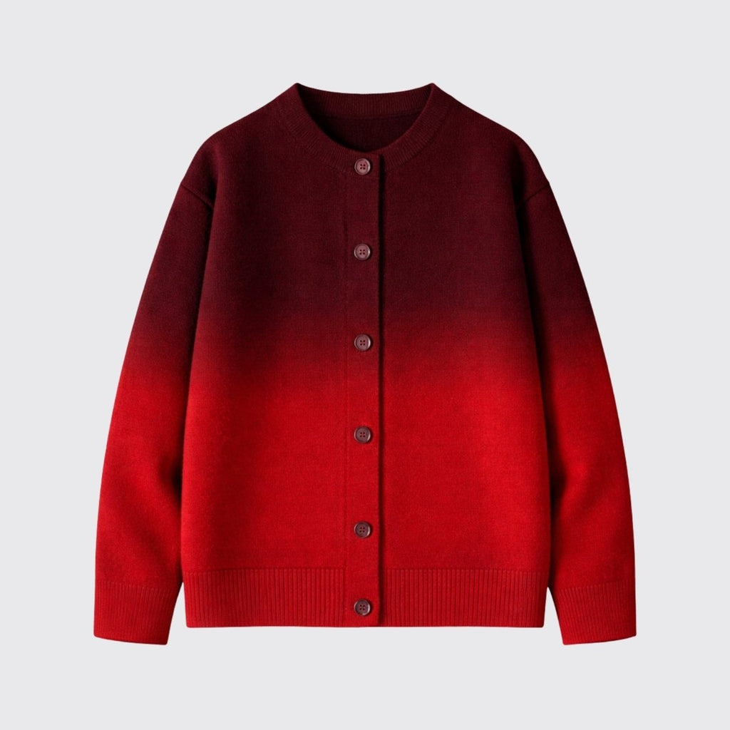 Emerson Ombre Knit Cardigan – Gradient Crew Neck Button Front