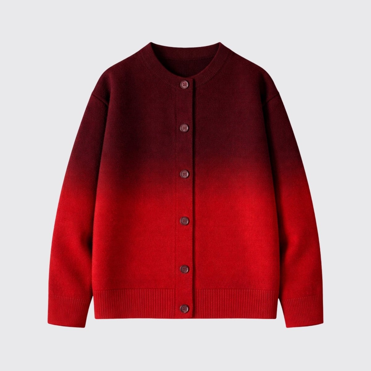 Emerson Ombre Knit Cardigan – Gradient Crew Neck Button Front