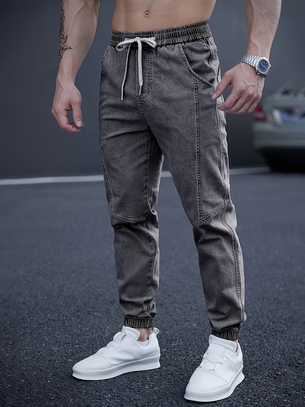 Brent Men's Tapered Cargo Joggers – Elastic Waist with Side Pockets