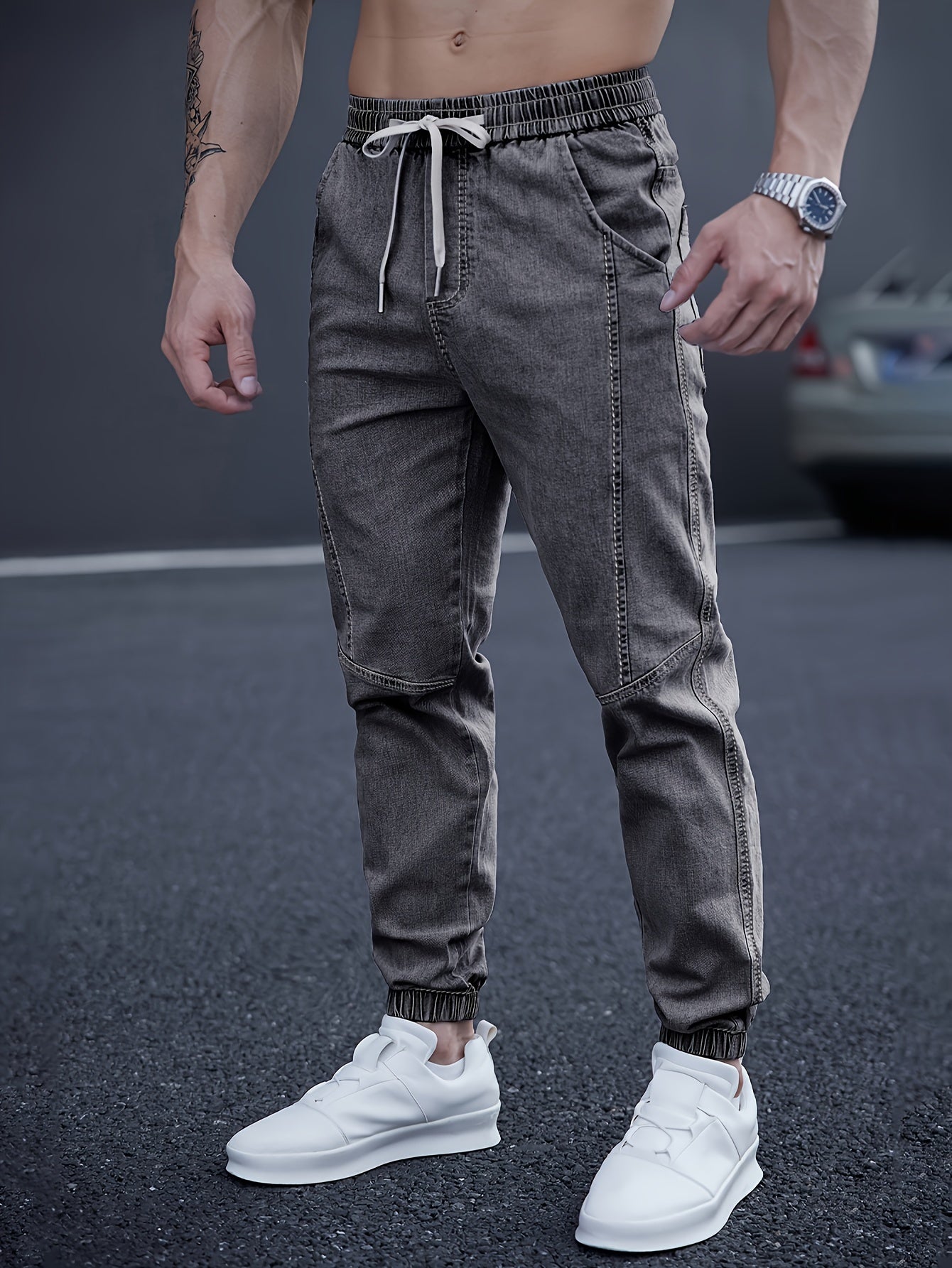Brent Men's Tapered Cargo Joggers – Elastic Waist with Side Pockets