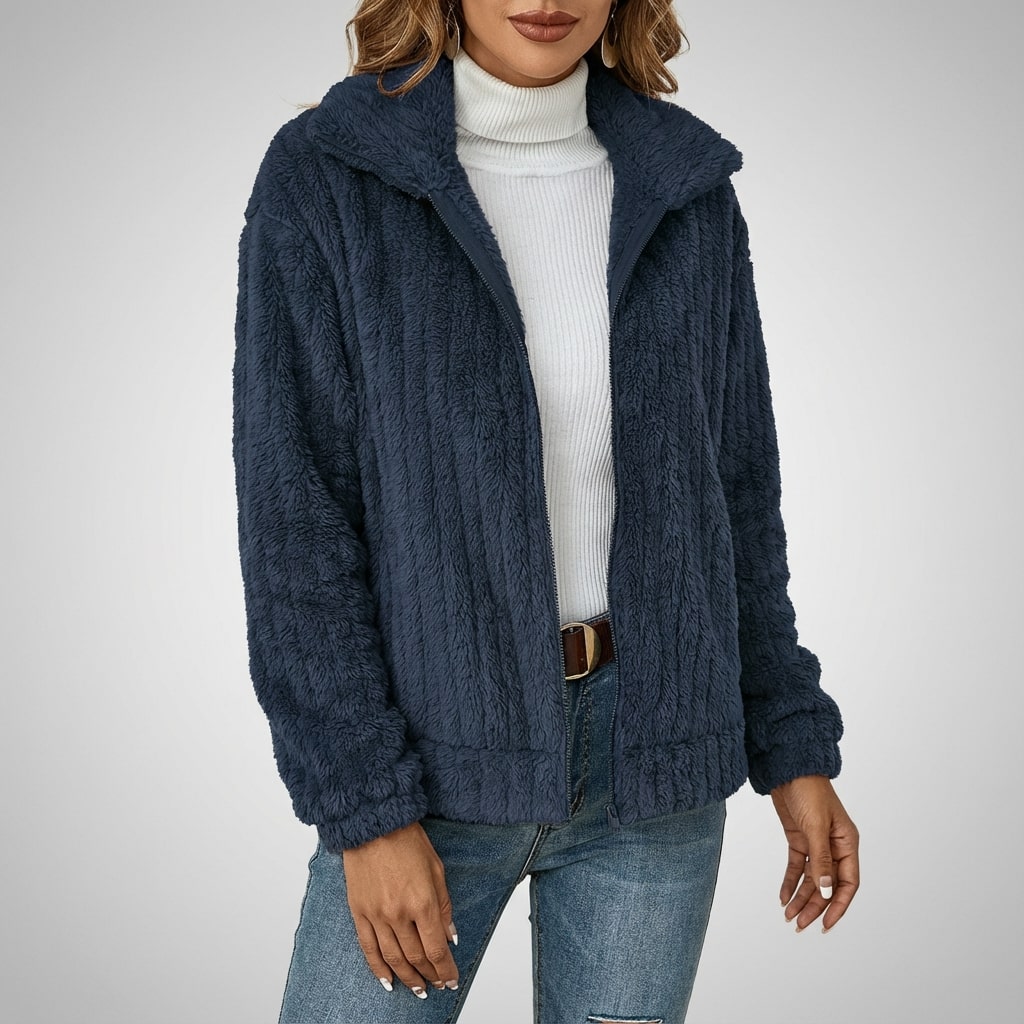 Harlyn Women's Elegant Faux Fur Jacket – Plush Winter Layering Outerwear