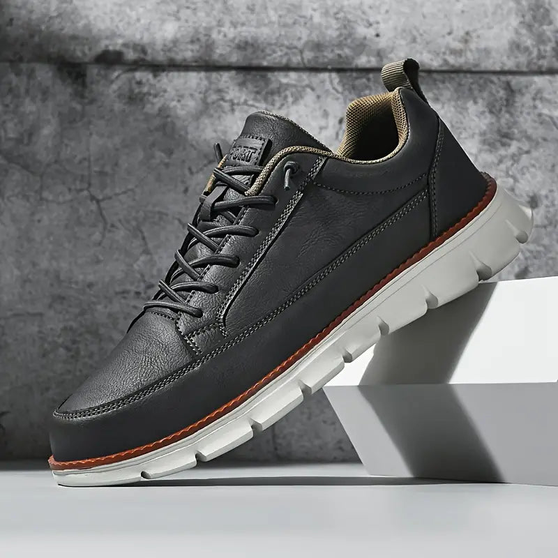 Gavin Men's Leather Sneakers – Enhanced Comfort with Cushioned Support & Flexible Sole
