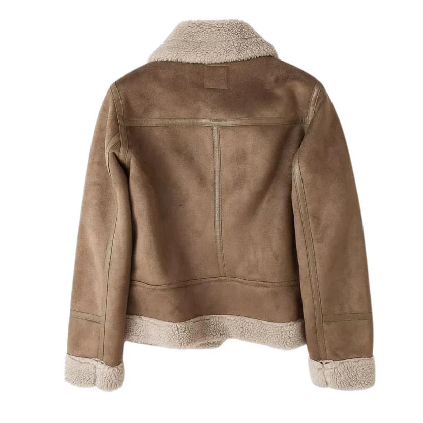 Aubrey Women's Aviator Suede Jacket with Plush Shearling Lining