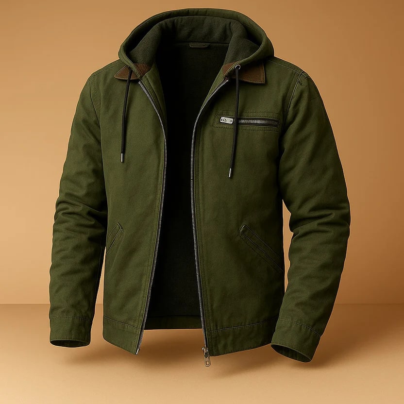 Beckham Men's Lightweight Windbreaker with Fleece-Lined Hood