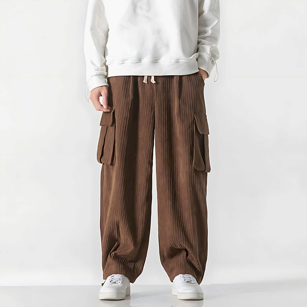 Eliot Wide-Wale Corduroy Cargo Pants – Straight-Leg Cotton with Adjustable Drawcord Waist