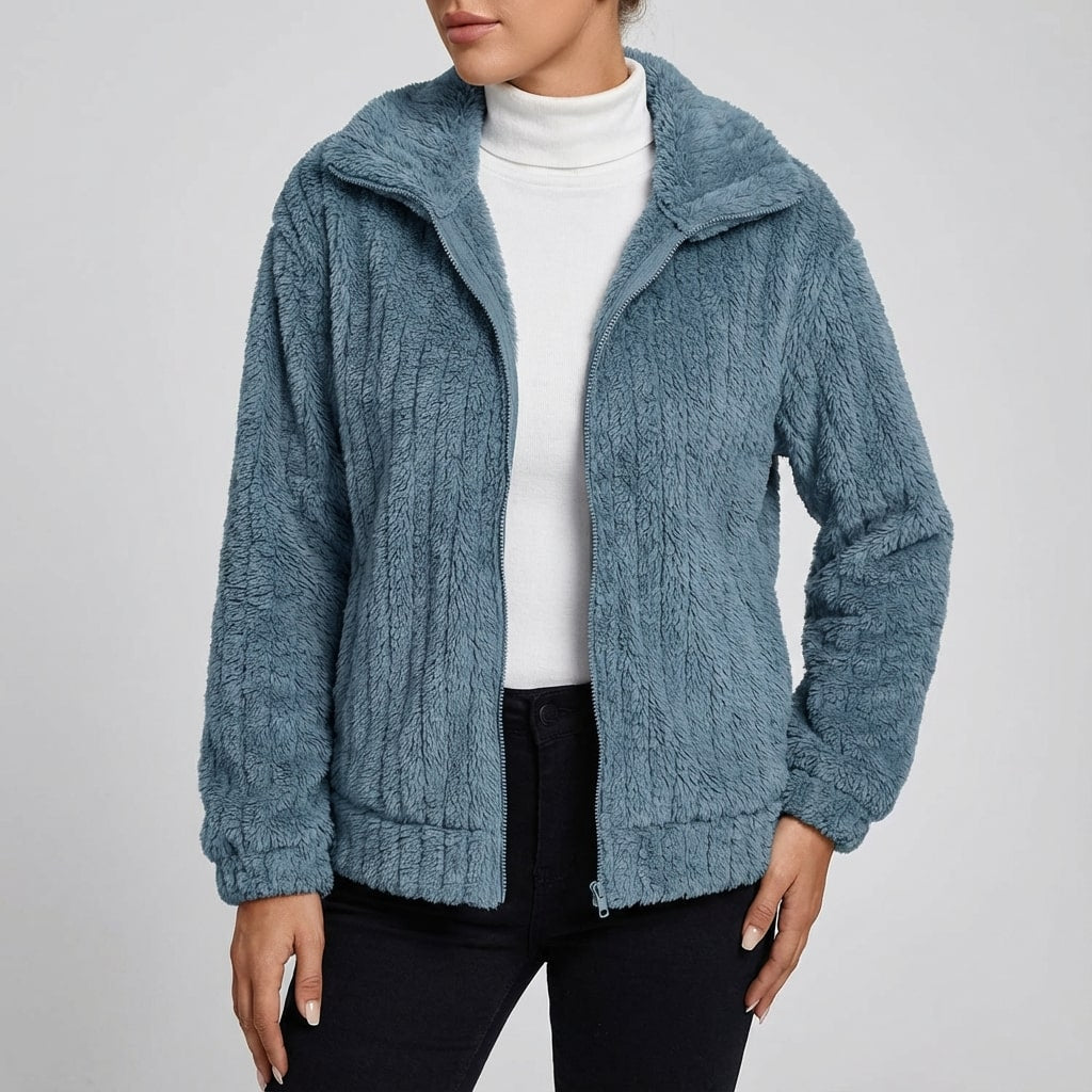 Harlyn Women's Elegant Faux Fur Jacket – Plush Winter Layering Outerwear