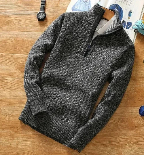 Dante Men's Textured Knit Half-Zip Pullover Sweater – Smart Casual Comfort