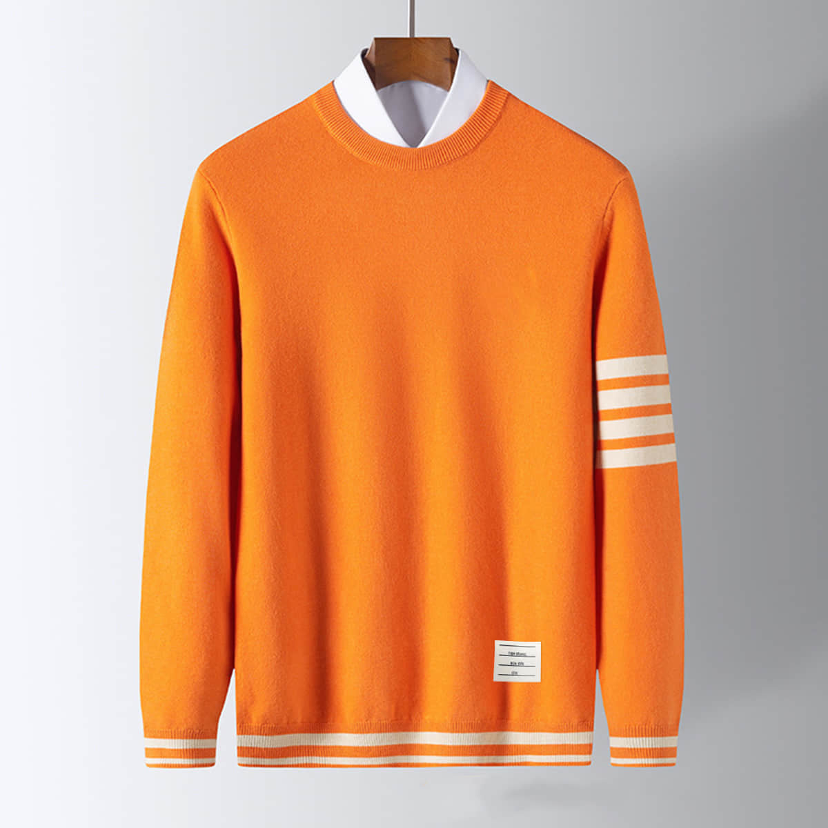 Danillo Men's Wool Pullover – Soft Sweater with Sporty Striped Sleeves