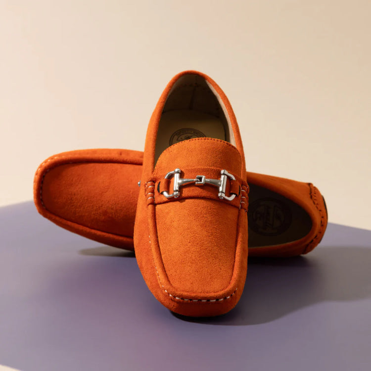 Jaycee Casual Suede Loafers – Metal Bit Slip On Driving Shoes