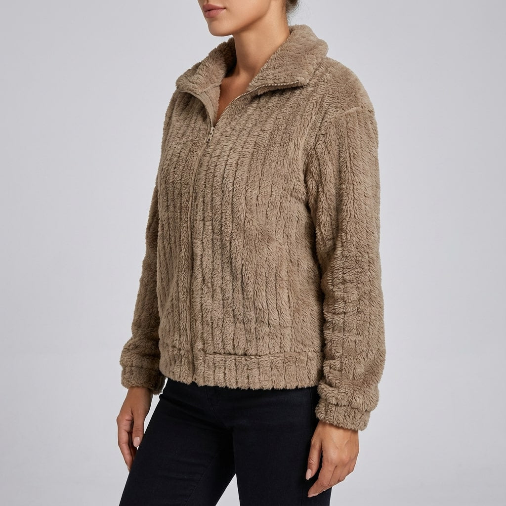 Harlyn Women's Elegant Faux Fur Jacket – Plush Winter Layering Outerwear
