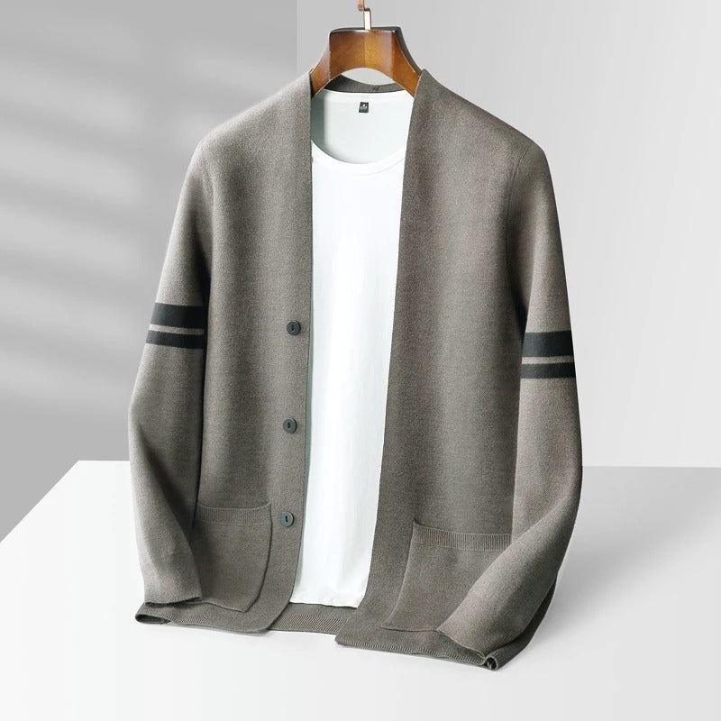Carlo Men's Tailored Fit Cardigan – Merino Wool Blend