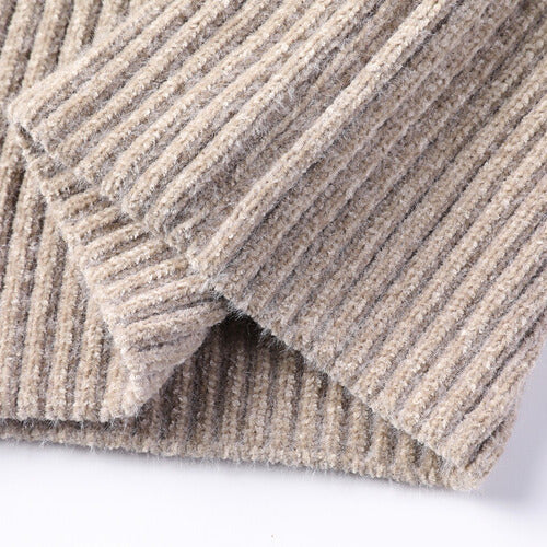Arnelio Men's Thick Ribbed Knit Turtleneck Sweater with Structured Collar