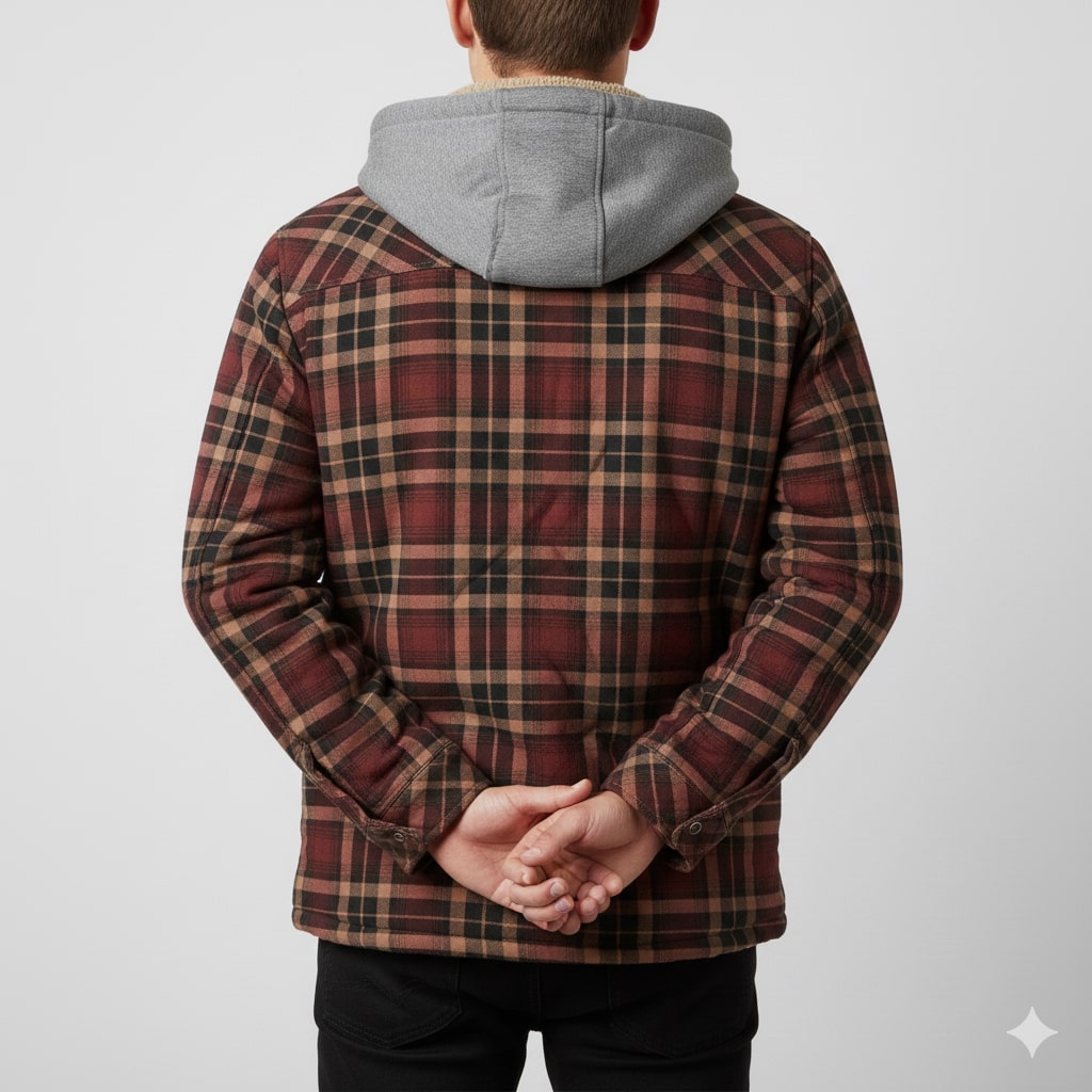 Dante Men's Sherpa-Lined Flannel Hoodie Jacket – Ideal for Winter Wear