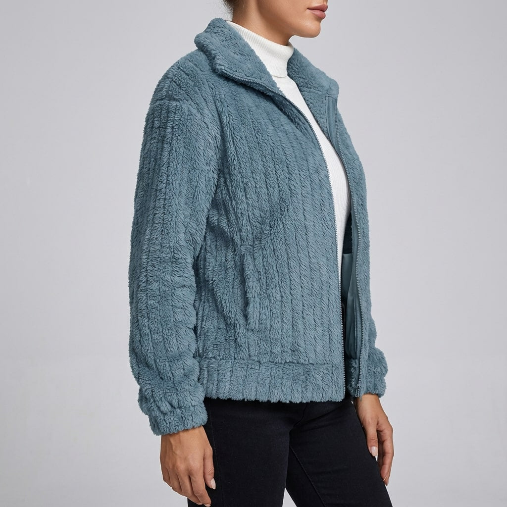 Harlyn Women's Elegant Faux Fur Jacket – Plush Winter Layering Outerwear