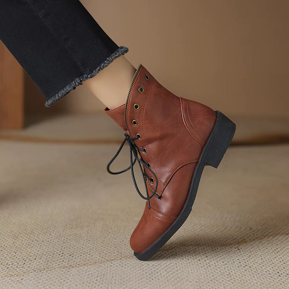 Beatriz Women's Leather Military-Style Ankle Booties