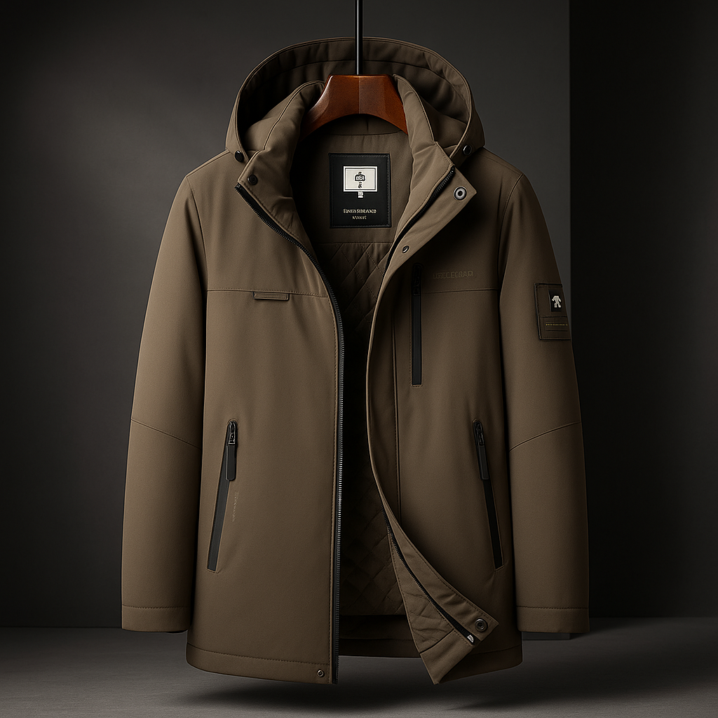 Eldric Men's Hooded Down Jacket – Wind-Resistant Winter Coat