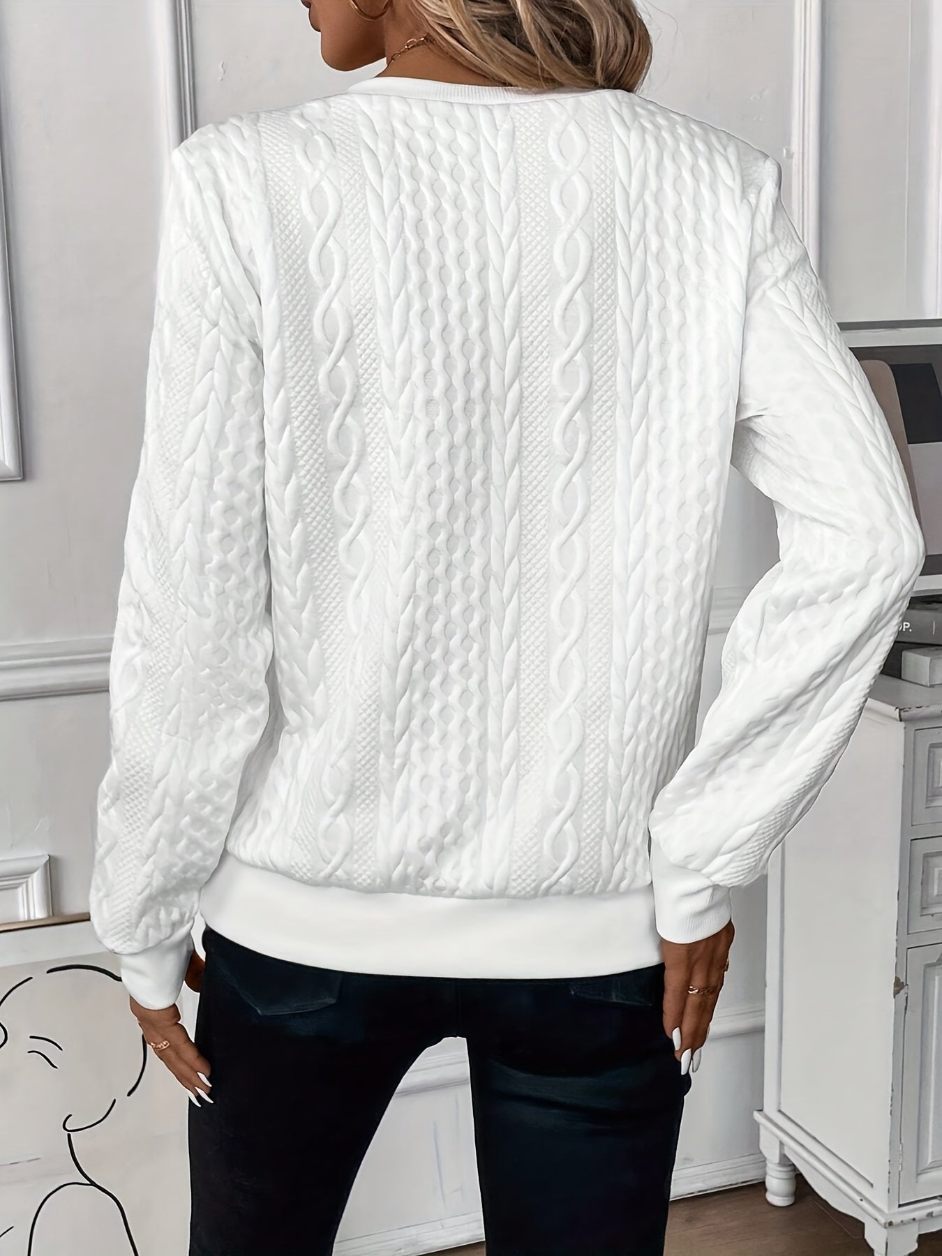 Elodie Cable Knit Zip Sweater – Soft Knit Relaxed Fit Casual Layering Top