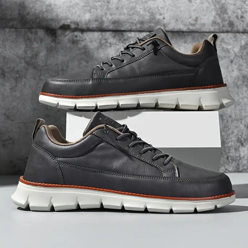 Gavin Men's Leather Sneakers – Enhanced Comfort with Cushioned Support & Flexible Sole